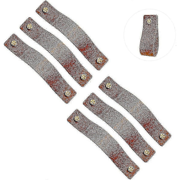 6 Stycken Läder Möbelhandtag, Tjocka Läder Möbelhandtag, Köksskåp, Skåpsdrag, Knoppar För Skåp, Byrå, Hylla, Låda