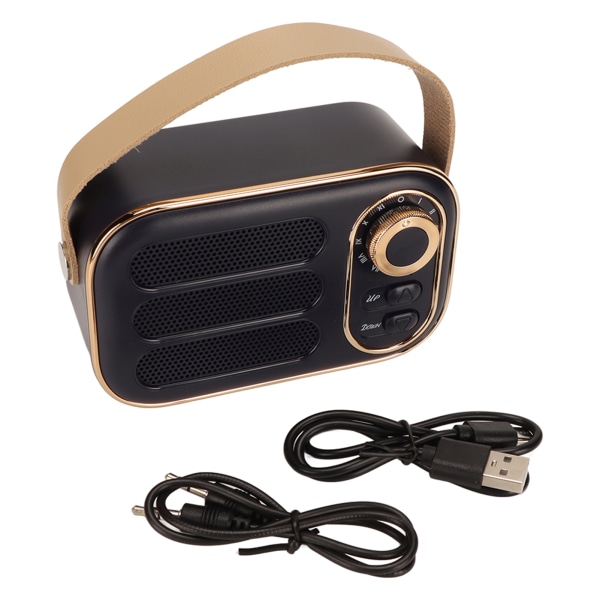 Bluetooth Högtalare Stereo HiFi Ljud USB Laddning Retro Bärbar Trådlös Högtalare för Home Travel Svart