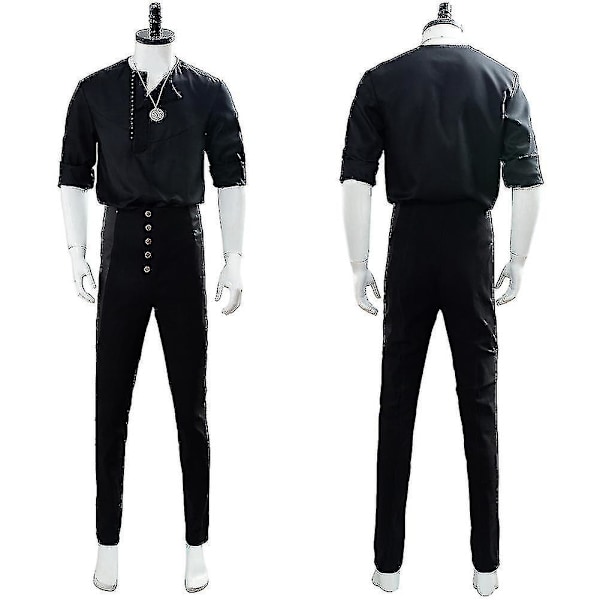 Geralt of Rivia Musta Vapaa-ajan Paidan Cosplay-asu Miehille 2XL