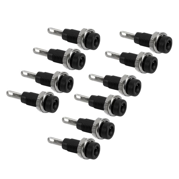 10 stk. J.40003 2 mm bananstik panelstik forlænget stolpe stikadapter til elektronisk instrument, sort