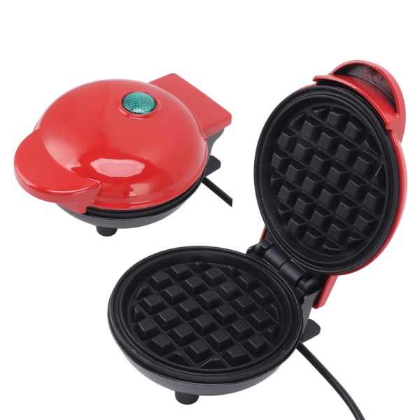 Mini vaffeljern, dobbeltsidet, rund, multifunktionel morgenmadsmaskine til toastsandwich, EU-stik, 220V, rød