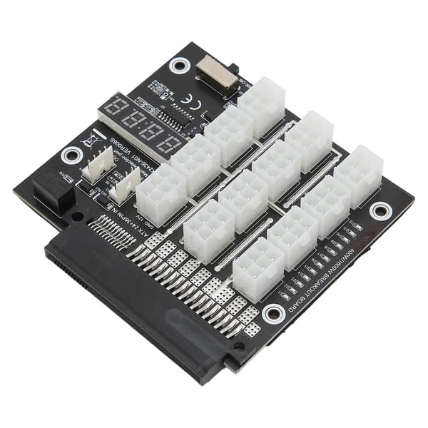 Mining PSU strømforsyningskort 12 PCIe-porte 6Pin 12 Amp/2400 Watt LED voltmeter display GPU Mining Board til Dell