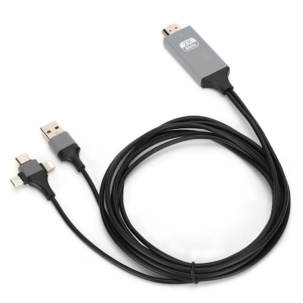 3 i 1 HDMI HD-kabel til mobiltelefonskærmprojektion til IOS / Android / Type-C