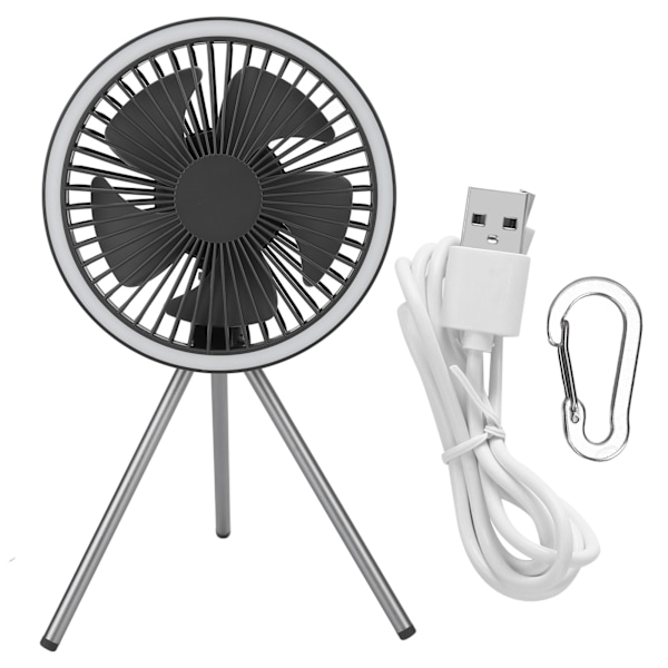 Portable Camping Fan 3 Level Adjustable Timing Function USB Charging Outdoor Portable Fan with Detachable Tripod Gray