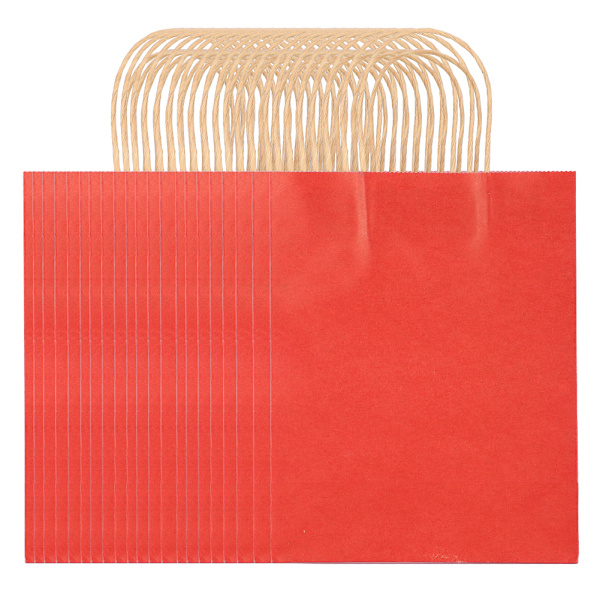 Ympäristöystävällinen kannettava voimapaperikassi Vaatepakkaus Lahjakassi (M 21 x 11 x 27,5 cm) (Tummanpunainen)