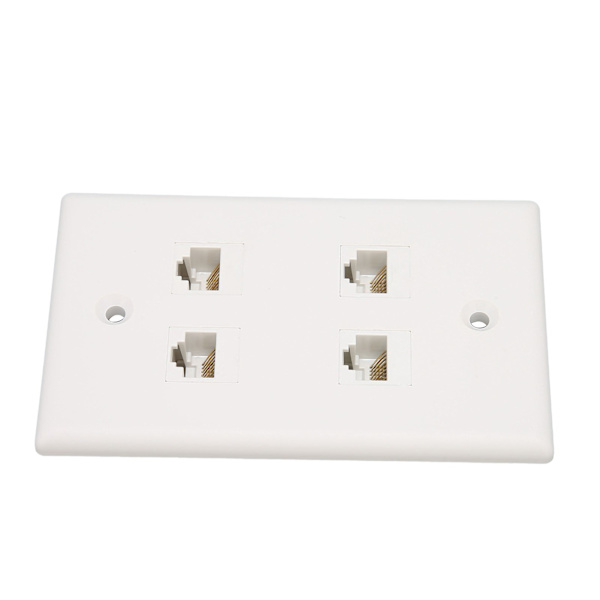 Ethernet Veggplate 4 Port Cat6 Plassbesparende God fiksering Internett Veggplate med skruer for hjemmekontor
