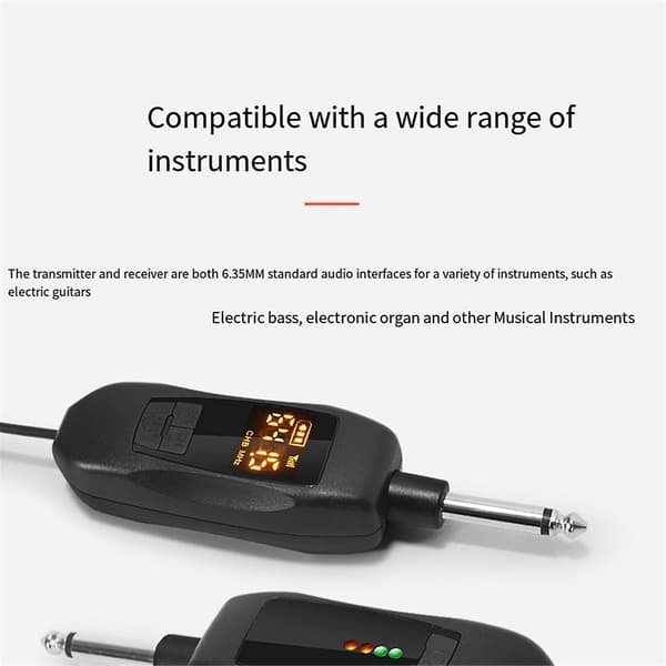 Trådløs gitar sender mottaker Oppladbart trådløst gitarsystem for bass elektriske instrumenter Svart