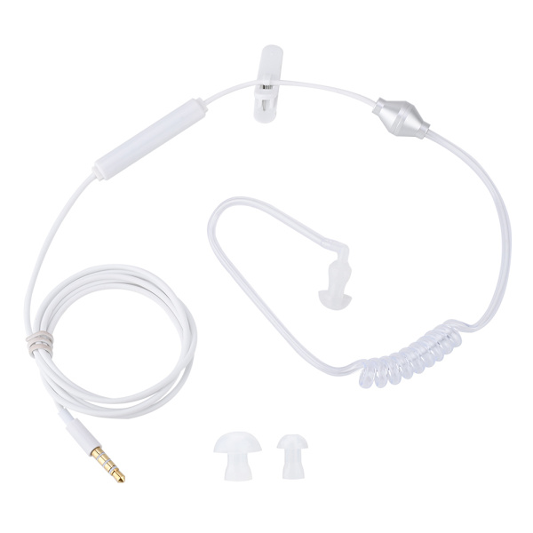 In ear Headset Luftslang Säkerhet Hörsnäcka med Mikrofon för IOS för Android Vit