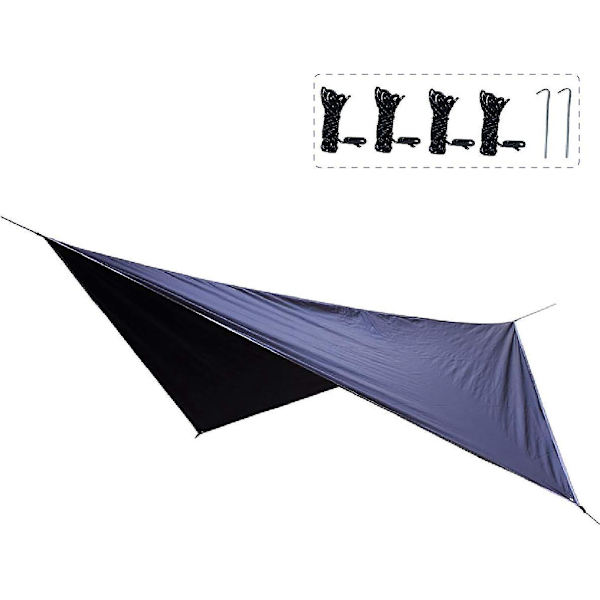 Vandtæt hængekøje Canopy Tarp til camping, vandreture og strand - sort
