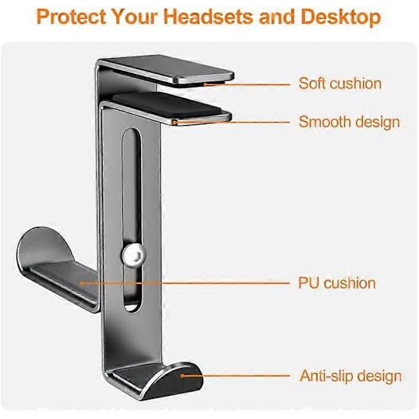 Skrivebords Gaming Headset Stativ, Multifunksjonell Headset Holder med Kabelorganisator, Justerbart Gaming Headset Stativ for Alle Bluetooth Gaming Headsets, K