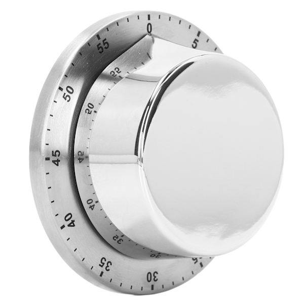 Köksmekanisk timer 304 rostfritt stål magnetisk sug kock matlagning timer klocka vit