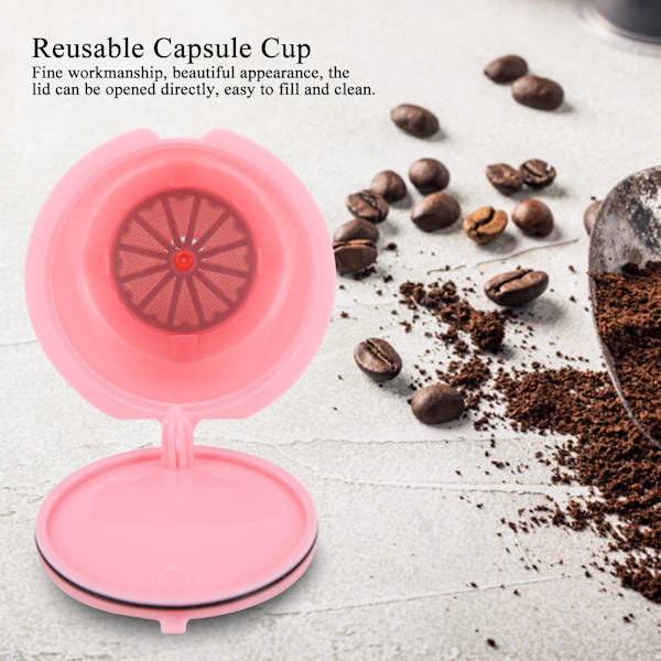 5 st återanvändbara påfyllningsbara kaffemaskinkapslar passar för DOLCE GUSTO-serien kaffebryggare rosa