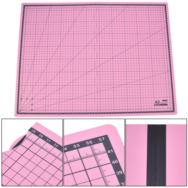 Bærbar sammenleggbar A2 Selvhelbredende skjærematte Rutelinje Papir Lær Stoff Håndverk Utskjæringspute Rosa