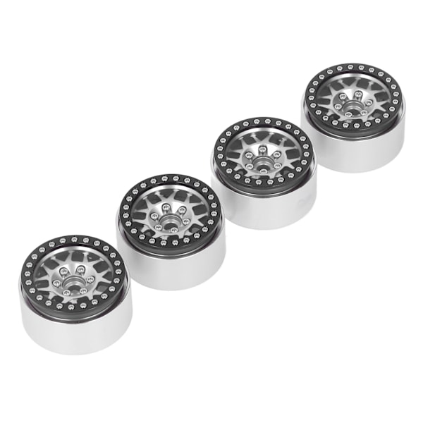 4 stk 1,9 tommers RC Beadlock felger i aluminiumlegering for Axial SCX10 90046 AXI 03007 1/10 RC Crawler Sølv