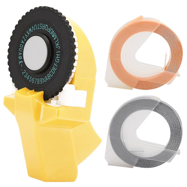 Mini manuell tejpmaskin dekorativ färgad ABS 3D präglingstejp 9mm för handbokGul