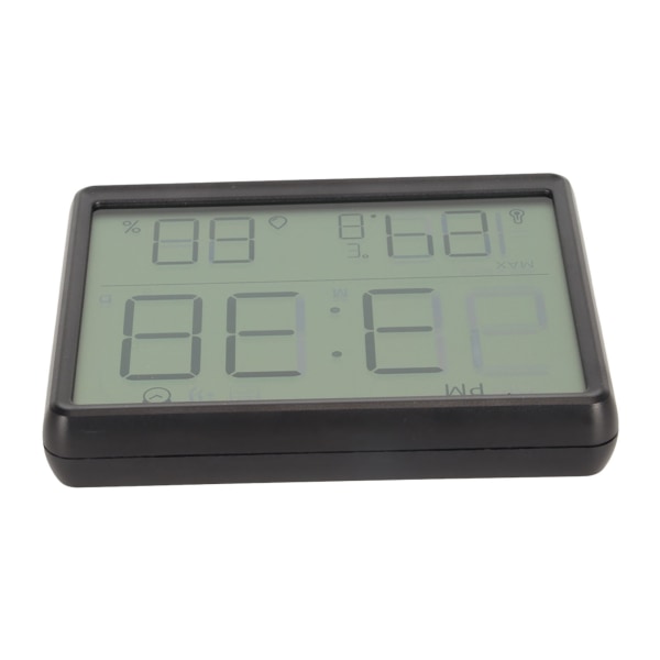 Digital väckarklocka med temperatur-fuktighetsdisplay Väggmonterad digital klocka med stativ Magnetisk svart