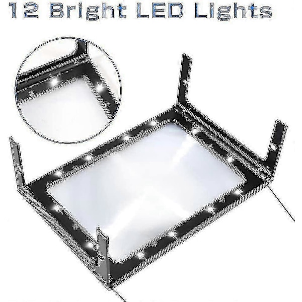 Læselup med LED-lys 12 USB genopladelig bordlup med lys Happy H