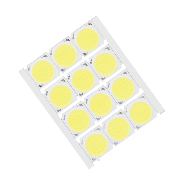 12 stk COB lyskilde høyeffekt rund LED-brikke 12W 36‑41V 1080LM for gjør-det-selv innendørs belysning, hvitt lys