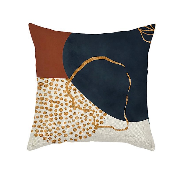 Mid Century Modern Boho Abstrakte Putesett 18x18, 4 stk. Estetisk Navy Blå Burnt Orange Putesett Geometrisk Minimalistisk Dekor for Sofa