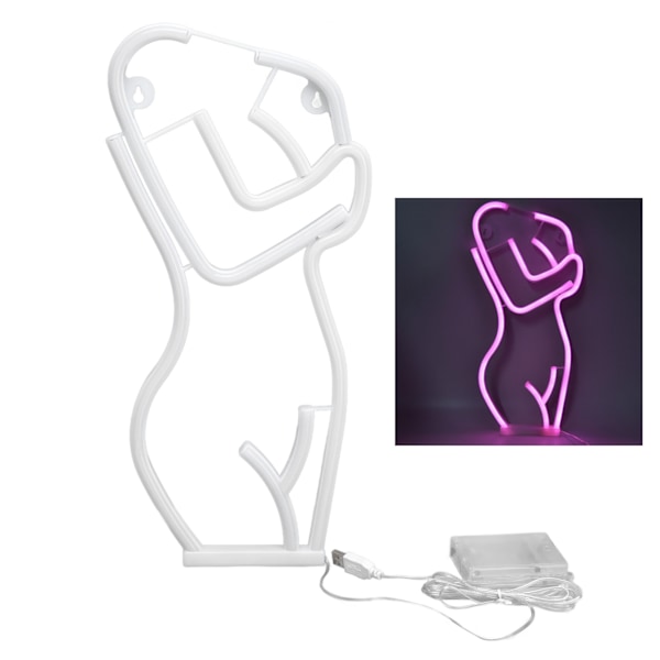 LED Neon Lys Neon Skilt Krop Form Kunst Væg Dekorativt Lys USB Drevet til Soveværelse Bar Fest BryllupPink Lys