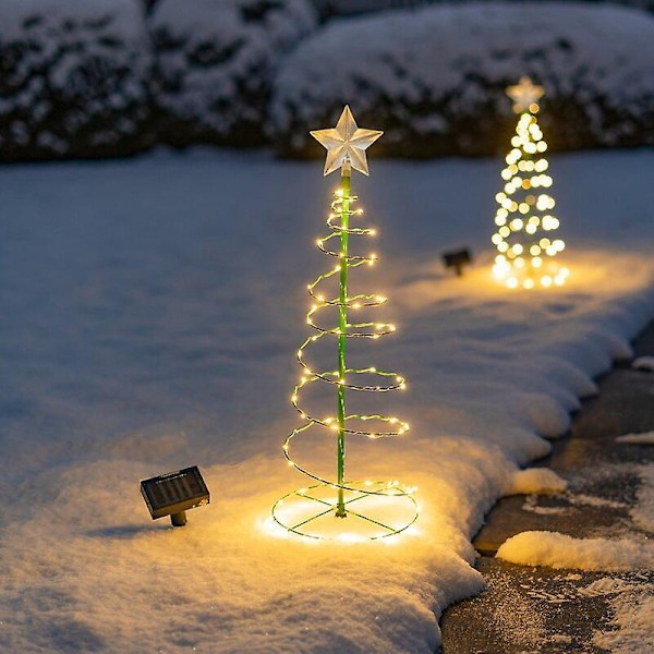 Juledekorasjon Mini Juletre Utendørs Hage Lysende Snø LED Lys 20*20cm