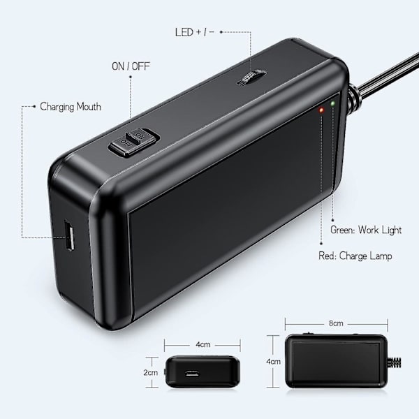 Langaton HD-endoskooppikamera - 5,5 mm:n tarkastusboreskooppi Wi-Fi:llä, IP67-vedenkestävä, 6 LED-valoa - Yhteensopiva iPhonen ja Android-puhelimien kanssa