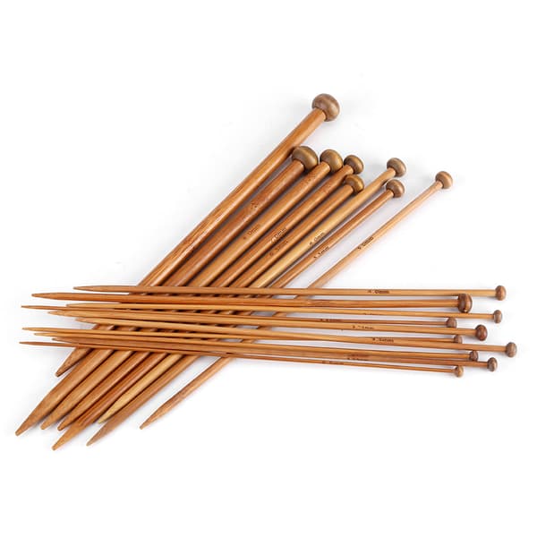 Bambu Sticknålar Set, Enspetsade Kolnade Sticknålar 18 Storlekar (2mm till 10mm)