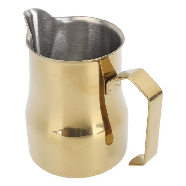 Melkeskummer 450ML 304 Rustfritt Stål Skumkopp Dryppfri Kaffe Dampende Melkekanne Gull