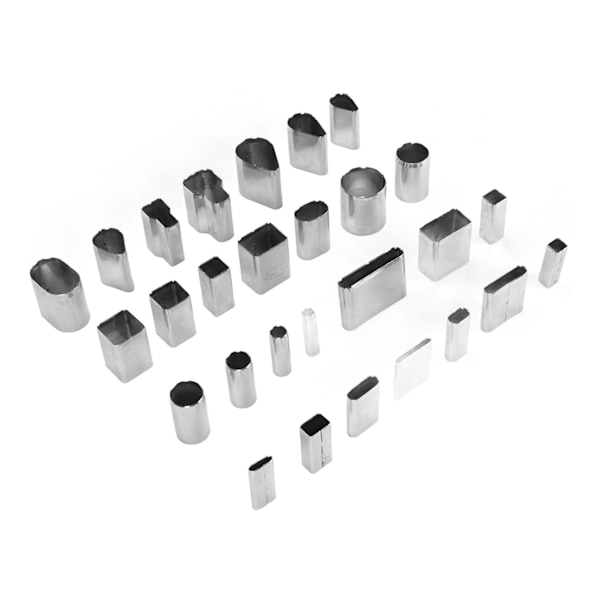 28 Shape Style Hollow Punch Cutter Set Rektangulärt högt kolstål Läder Pressverktyg Läderverktyg för läder