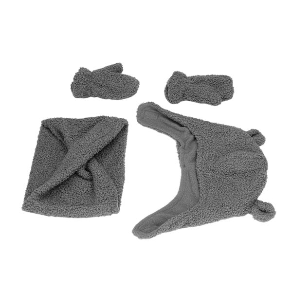 Söt babyhatt handskar halsduk set polyester fiber dubbla lager håller varm vinterhatt handskar halsduk