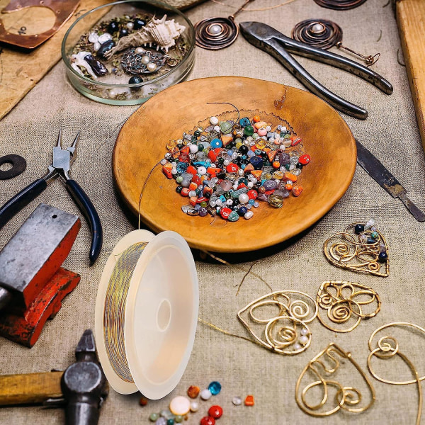 15 m/rull 0,3 mm smykketråd av blank kobber, sett med 2 ruller for DIY-håndverk og smykkefremstilling i gull og sølv