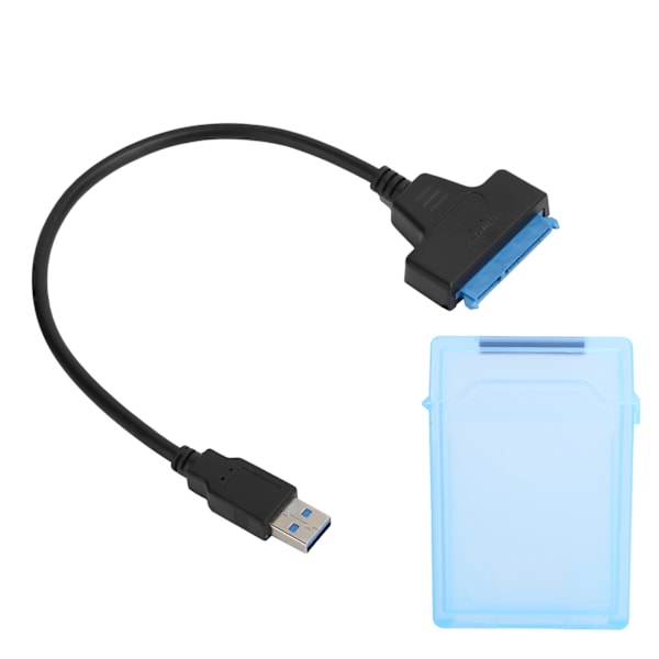 Harddiskadapterkabel 2,5 tommer SATA USB3.0 HDD/SSD konverterkabel med beskyttelsesboks Blå