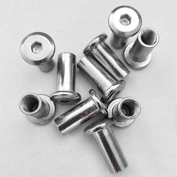 20 stk. Skrue Stolpe Passer kompatibel 5/16 tommer (8 mm) Hul Dia Han M6X20 mm Hun M6X18 mm Bæltespænde Bindebolte Læder Fastgørelse-B13
