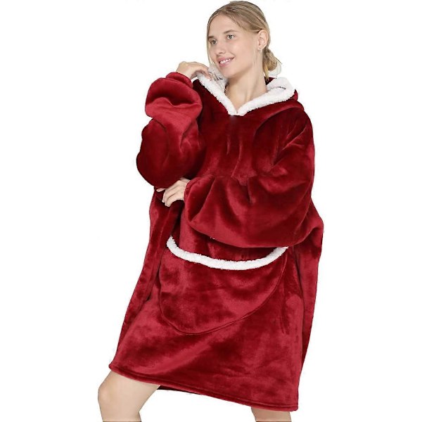 Bærbar Blanket Oversized Hoodie Sweatshirt Fluffy Blød Varm Flanel Hætte Blanket Pullover