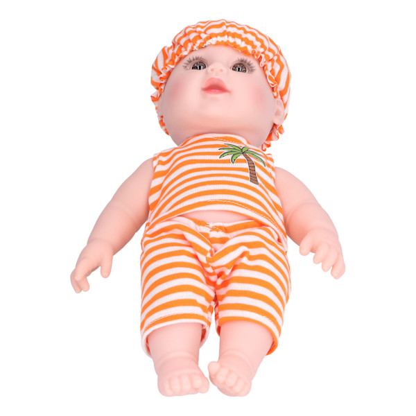 Interaktiv babydocka mjuk vinylkropp nyfödd babydocka simuleringsbabydocka orange