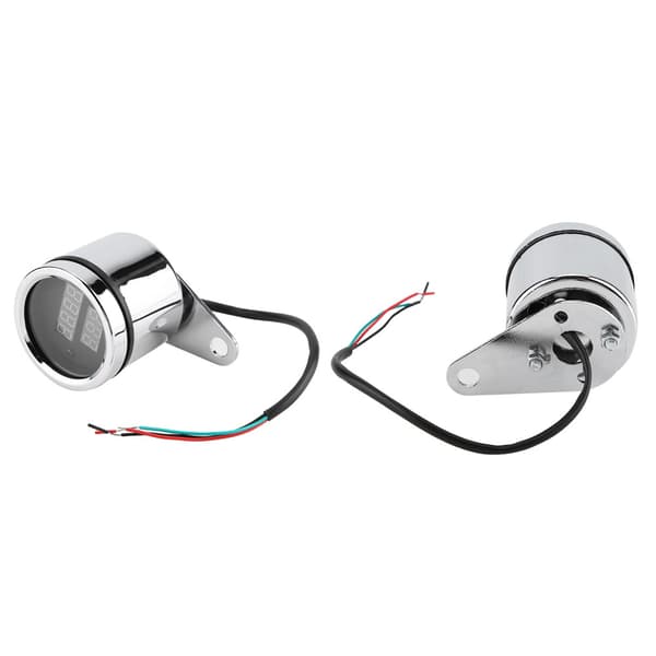 2 i 1 Motorsykkel LED Digital Voltmeter Turteller Måler Metall Odometer Speedometer