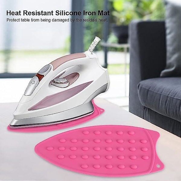 Strykejernstativ og Sklisikker Silikonmatte for Strykejern Bestikk Kopper -40~230℃ (Rose Rød)