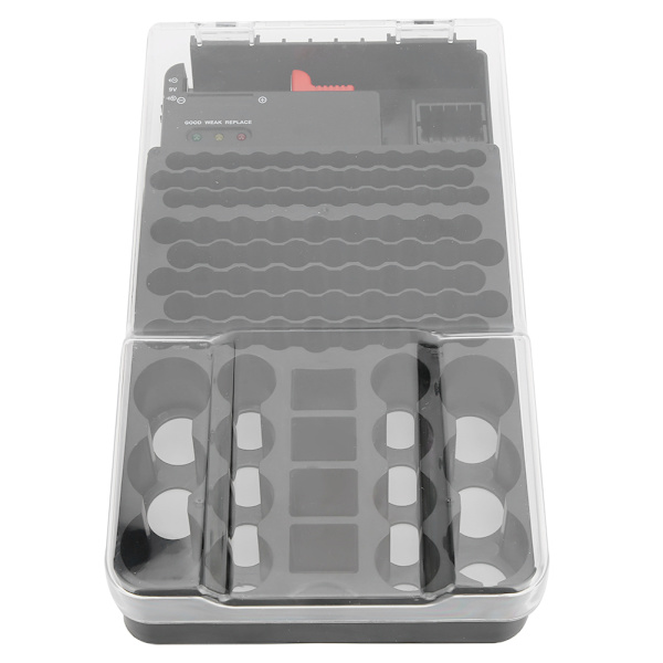 Multi 104 ristikkoa, 3 valoa akun case organizer , jossa akkutesteri