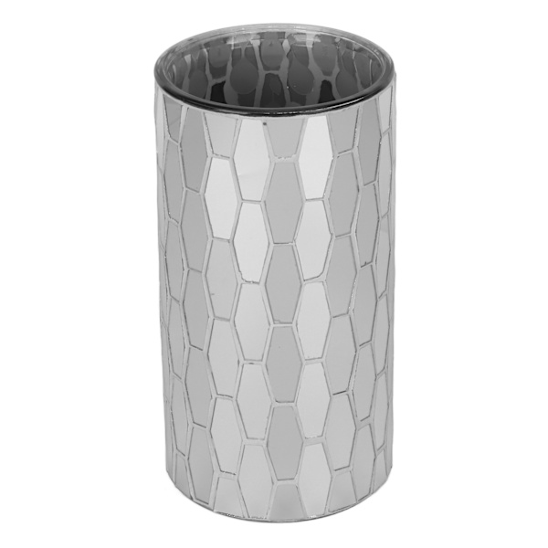 Glassblomstvase Elegant geometrisk mosaikkstil 7,9 tommer høy 3,9 tommer bred skrivebordsvase for sovesal for familiekontor