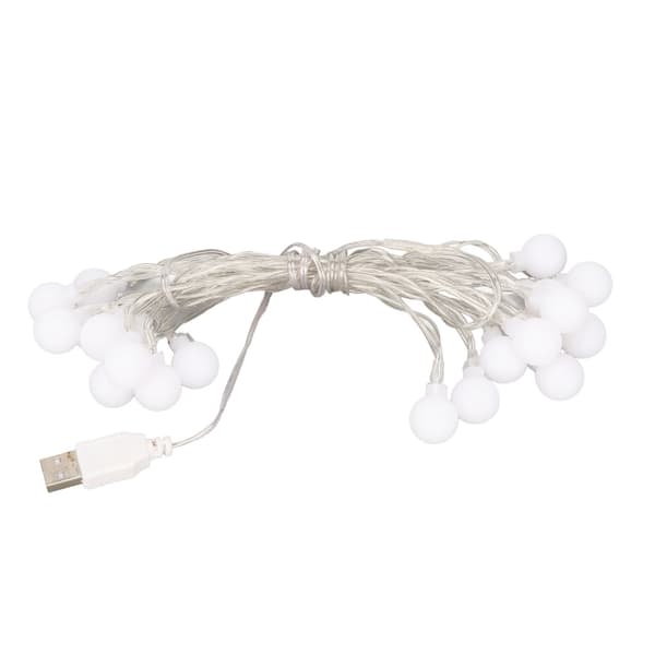 Bollslinga Vattentät USB-strömförsörjning LED Dekorativa Bollampor för Sovrum Bröllopsfest Varmvit 3m/9.8ft 20 Lampor