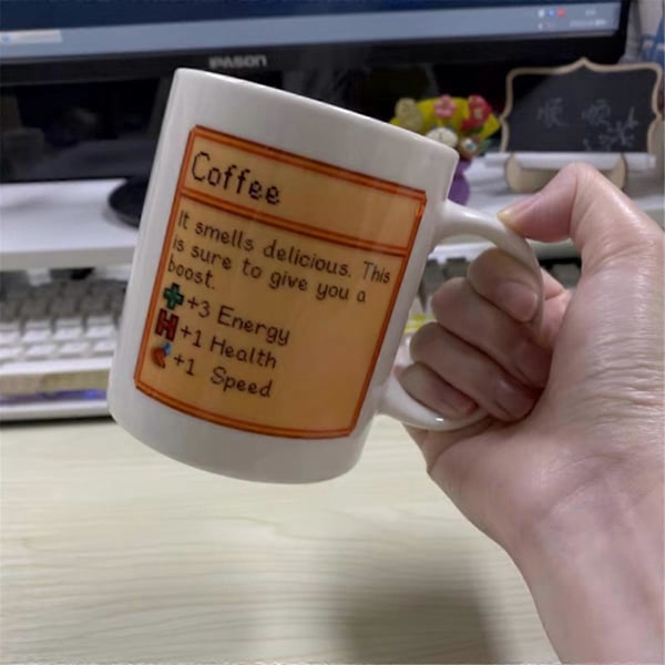 Keramisk Mugg - Tecknad Speldesign Kaffe Mjölk Kopp, Hög Kapacitet