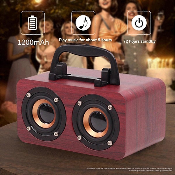 Træhøjtaler Bluetooth 5.0 Dual Channel Stereo med FM Radio, A