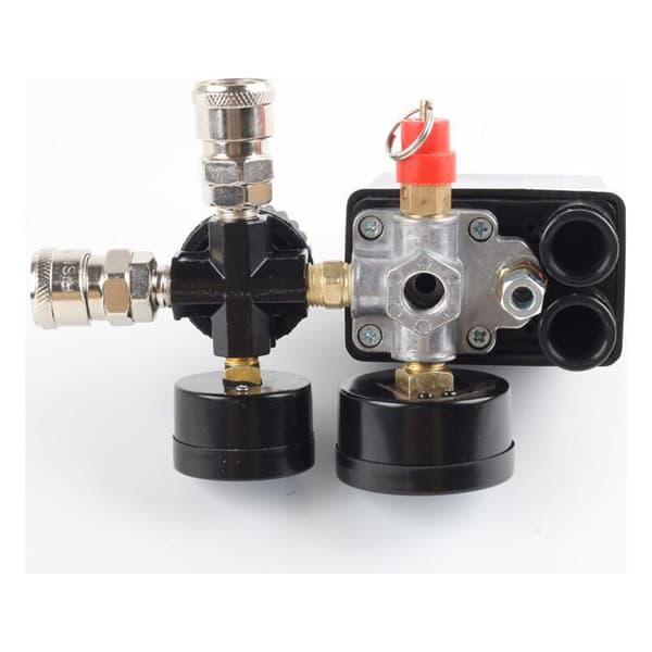 220V 0-180 psi Luftkompressor Tryckbrytare Kontrollventil Regulator Mätare med Snabbkoppling (220V)