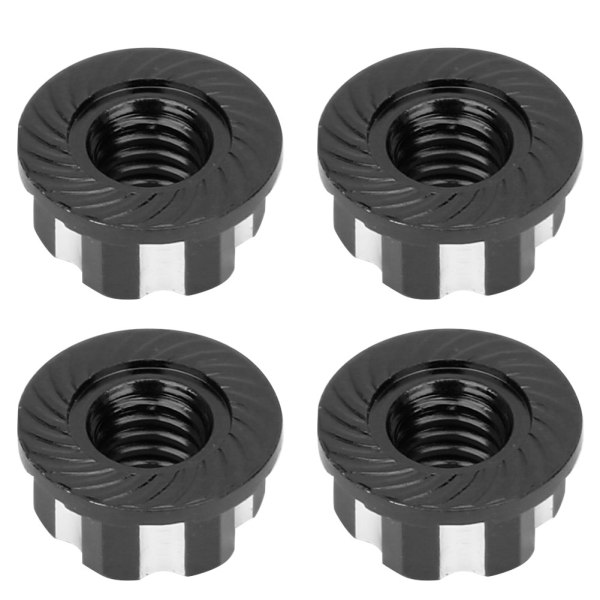 4 stk M4 utskjæringssekskantmuttere aluminiumslegering Passer til HSP Sakura D3 D4 1/10 RC CarBlack