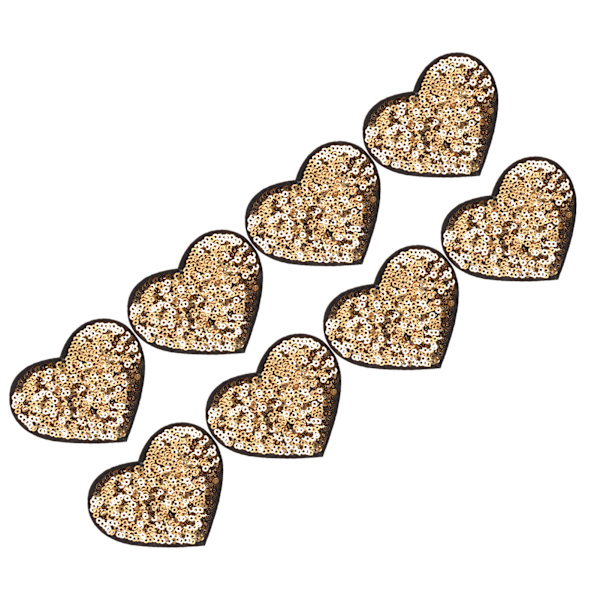 8 stk. strygejern patches polyester plastmaterial gylden sort baggrund Valentinsdag stil DIY fremstilling stof dekoration