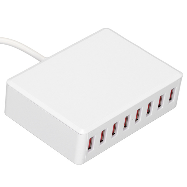 50W Multi USB-oplader med 8 porte Desktop USB-ladestation Universal rejseadapter 100‑240V