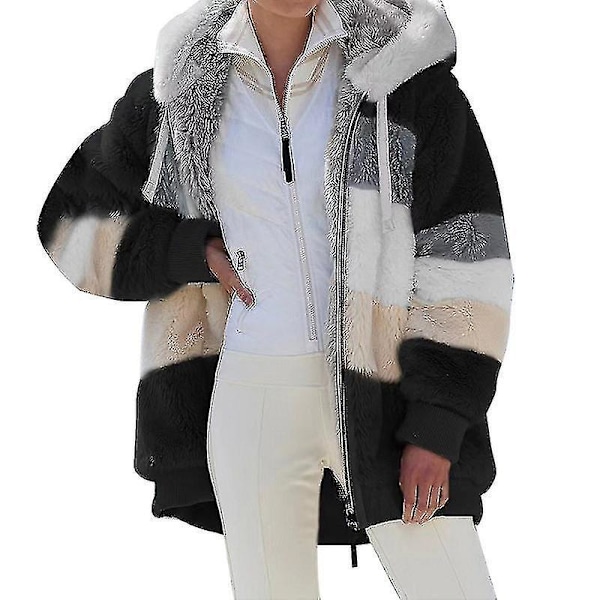 Herrar Casual Zippade Huvtröja, Lös Passform Plysch Flerfärgad Jacka för Höst och Vinter, Khaki, 4XL