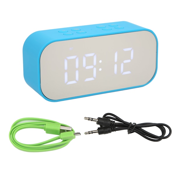 Väckarklocka Spegel Elektronisk Intelligent Brusreducering 45MM Högtalare Dubbel Högtalare Digital Dubbel Väckarklocka Blå