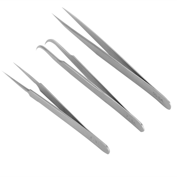 3 kpl / set ruostumattomasta teräksestä set pinsetit watch ja korujen korjaustyökaluille