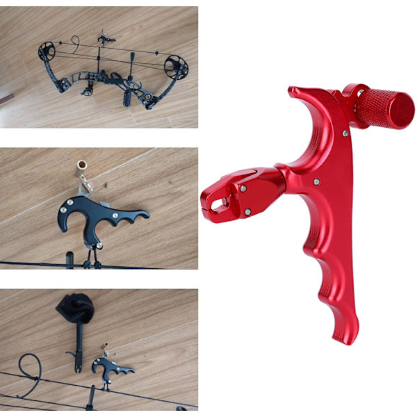 Metal 4-Finger Bow Release Caliper Thumb Trigger Grip Hunting Shooting AccessoriesRed